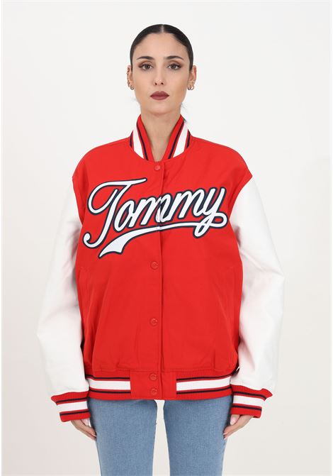 Women's red and white varsity style jacket TOMMY JEANS | DW0DW17233XNLXNL